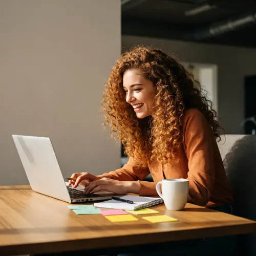 Emprendedor joven trabajando en su laptop, planificando un negocio en un entorno creativo, representando qué es el emprendimiento.