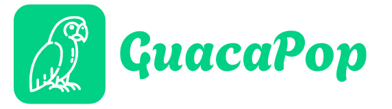 Logo de GuacaPop imagen estilizada de una guacamaya