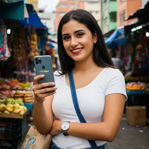 Emprendedora en Caracas publicando anuncio gratis desde su celular en Guacapop