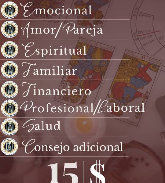 Lectura cartas del Tarot VIP 15$ Prime 5$